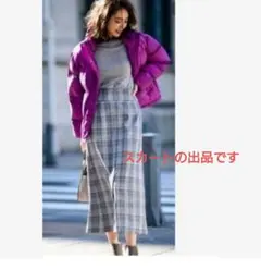 PLST プラステ　チェック柄 ロングタイトスカート グレー