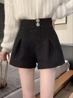 ツイードビジューボタンショートパンツ[ac2219]