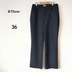 【美品】ビースリー B-Three ストレッチ ストレートパンツ 黒 36 M
