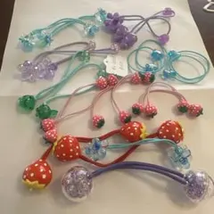 キッズ　ヘアゴム　子供　いちご　カエル　ストロベリー 花　フラワー　まとめ売り