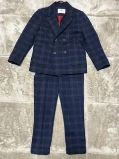 ZARA チェック柄スーツ 7歳 ネイビーブルー
