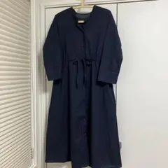アースミュージックアンドエコロジー ネイビー シャツワンピース Fサイズ