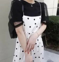 CORNERS ドット柄キャミワンピース　ロングワンピース　キャミワンピース