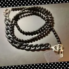 スマホショルダー ブラックチェーン ストラップ ハンドストラップ 黒
