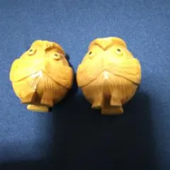 木彫り フクロウ 置物 2個セット