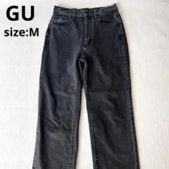 GU ストレートデニムパンツ　ブラック　M ジーンズ レディース　ジーユー