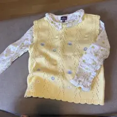 最終値下げ9/23までフランス購入　花柄刺繍 イエロー トップス 長袖