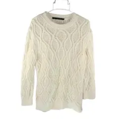 ZARA KNIT ケーブル編み ニット セーター ホワイト クルーネックL相当
