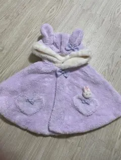 ウサギ耳付ベビーポンチョ 70-90cm