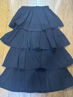 FUN黒いプリーツスカート フリル付き サイズF