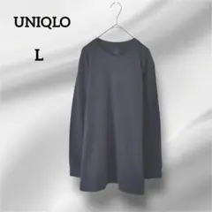 ユニクロ　 長袖シャツ　ヒートテック　クルーネック　カットソー　ブラック 　L