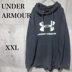 アンダーアーマー＊パーカー トップス　ブラック プリント　XXL コットン