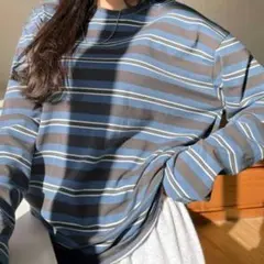 【SHEIN】ボーダー 長袖 Tシャツ XL