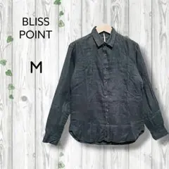ブリスポイント　BLISS POINT　リネンシャツ　無地　長袖　黒のサムネイル