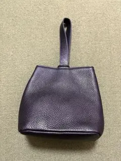 極美品】HushTug ハッシュタグ レザー 巾着バッグ ハンドバッグ 黒