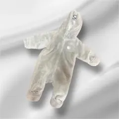 【80cm】アプレレクール怪獣フリースフード付きオールインワングリーンロンパース