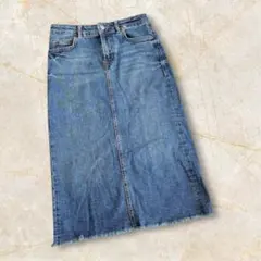 ザラウーマン　デニムスカート　ロング丈　ブルー　綿　Sサイズ