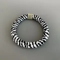 ビーズクロッシェ　ゼブラ柄　ブレスレット　No357