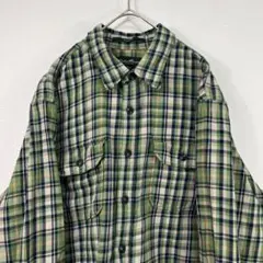 USA古着 eddie bauer エディーバウアー ネルシャツ L 緑のサムネイル