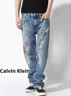 Calvin Klein Jeans ペイントデニムパンツ ブルー