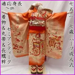 605ag46◎七五三 三歳 女児 お宮参り 金彩 着物&被布&長襦袢 一つ身
