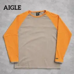 AIGLE エーグル ロンT メンズ 七分袖カットソー ベージュ/オレンジ