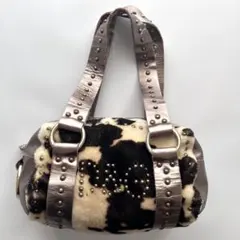 D&G ドルガバ 牛柄 カウ柄 ハンドバッグ スタッズ レザー ファー Y2Kのサムネイル