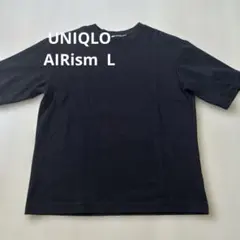 UNIQLO U AIRism クルーネックTシャツ ブラック Lのサムネイル