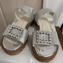 DIANA ダイアナビジューバックルトラックソールサンダル　シルバー