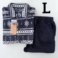 メンズ　オルテガ柄　もこもこ　フリース　パジャマ　長袖　L ネイティブ柄　新品