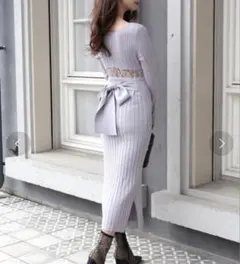 ◎未使用　ROYAL PARTY ウエストレースリブタイトワンピース　ロング