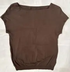 NATURAL BEAUTYBASICニットブラウン オフショルダー 半袖