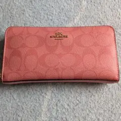 美品】COACH シグネチャー ラウンドファスナー長財布 - メルカリ