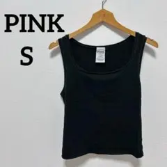 美品 ピンク PINK ブラック タンクトップ 【L】春 夏