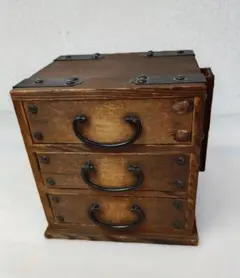 【ヴィンテージ】古道具 小引き出し 両面引き　アンティーク 木製 小物入れ ヴィンテージ】古道具 小引き出し 両面引き アンティーク 木製