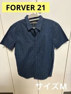FOREVER 21 ネイビー パターン 半袖シャツ M