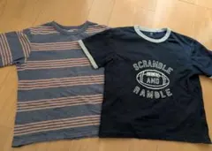 ユニクロ　Tシャツ　セット　130 ボーダー　プリント　ネイビー　半袖　キッズ