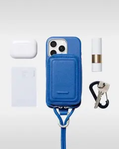 objcts iPhone15用レザーケース 青（ラピスブルー）