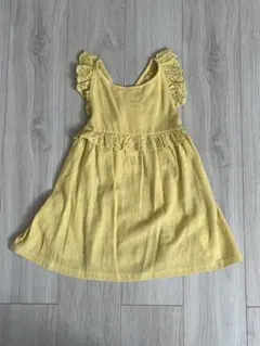 ZARA イエローフリルノースリーブワンピース 100cm
