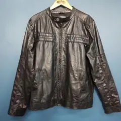 USA古着　ブラック　レザー　シングルライダースジャケット 90s00s