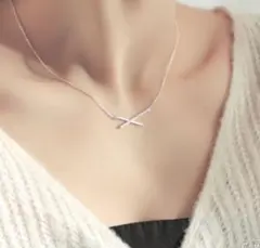 ネックレス レディース X型 豪華15連粒 ペンダントトップ シルバー925韓国