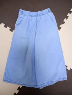 ライトブルー ワイドパンツ スリット付き