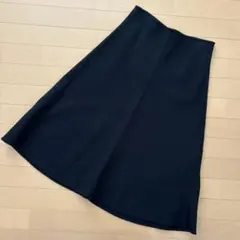 【美品】UNIQLO U ウール混 キレイに広がるフレアースカート ブラック