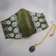 インナーマスク　レース　刺繍　ラインストーン　ポケット　ペンダント　天然石