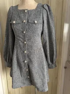 美品GRLグレイル⭐︎グレー パフスリーブ ミニワンピース