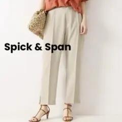 スピック&スパン リネンライク タック テーパードパンツ スラックス ベージュのサムネイル