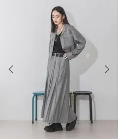 JEANASIS ラメチェックプリーツロングスカート ジャケット セットアップ