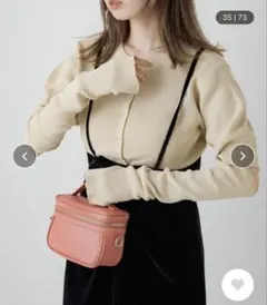 Kastane アームウォーマー付きリブニットカーディガン