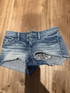 rienda デニムショートパンツ 23サイズ ダメージ ショーパン