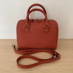 ユニクロ　UNIQLO レザータッチ2wayボストンバッグ オレンジ